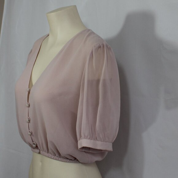 Wilfred  Aritzia Sofiane Cropped Blouse woman V-neck button up  size small - Picture 7 of 8